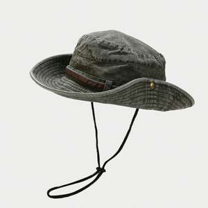 Sombrero de Pescador de Mezclilla Lavada para Primavera/Verano, con Letra Bordada Personalizada, para Deportes al Aire Libre y Pesca, con Cordones - Product Image 3