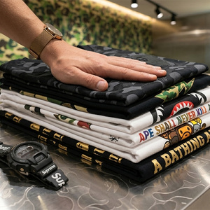 Maglietta a maniche corte stampata in puro cotone, stile street trendy, modello <span class=keywords><strong>APE</strong></span>, per uomo e <span class=keywords><strong>donna</strong></span>, versione limitata. - Product Image 4