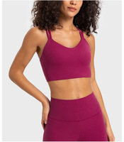 Vente en gros de soutien-gorge de yoga sexy pour femme dos croisé soutien-gorge d'entraînement sportif coussinets fixes côtelés bretelles fines filles actives de grande taille