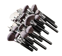 Lot de 40 pinceaux de maquillage professionnels de luxe noirs à manche en bois pour application visage et yeux, pinceaux plats et éventail pour eye-liner, marque distributeur