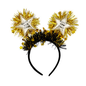 New Happy New Year Party Photo Props Creative Five-pointed Stars Shining Gold and Silver <strong>Hair</strong> Hoops England Style Material - Product Image 5