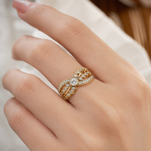 Anillo tallado en forma de corazón para mujer, estilo nupcial, diseño vintage, accesorio para el dedo de uso diario - Product Image 2