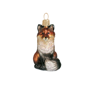 Adorno de zorro de cristal hecho a mano personalizado para decoraciones de árboles de Navidad - Product Image 1