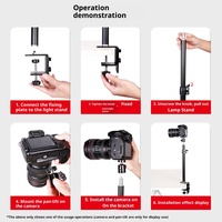 Support de bureau extensible robuste anti-tremblement avec pince en C pour éclairage d'appoint, idéal pour la diffusion en direct avec appareil photo reflex numérique, téléphone et microphone