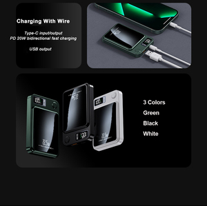 Magsafered ที่ชาร์จแบบพกพา5000มิลลิแอมป์ต่อชั่วโมง, พาวเวอร์แบงค์ขนาดเล็ก PD MAG ชาร์จเร็ว22.5วัตต์พกพาได้ปลอดภัยแสดงผล LED สำหรับ <span class=keywords><strong>iPhone</strong></span> 16 - Product Image 4
