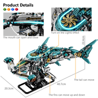 MJI 13154 Modèle de blocs de construction créatifs Requin Marteau Mécanique, Ensemble de jouets de construction à assembler pour enfants, Jouet en plastique en gros