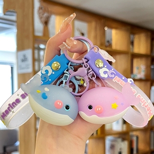 Cute Whale Dolphin Keychain Marine Animal Doll Kawaii Cartoon Anime Car Plastics Key Chains Accessories for Couple Bag Jewelry