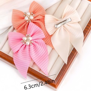 Venta al por Mayor de Pinzas de Pelo Tipo Pico de Pato en Colores Pastel con Perlas y Diamantes de Imitación, Diseño Moderno, Accesorios para el Cabello Infantil - Product Image 3