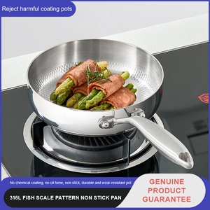 Padella Antiaderente Multifunzionale in Acciaio Inox 316 con Motivo a Squame di Pesce per Friggere e Bollire - Product Image 5