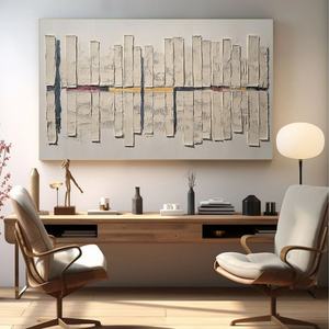 Cuadro de arte mural moderno de gran tamaño, estilo Wabi Sabi, minimalista, en tonos tierra, pintura al óleo sobre lienzo, naturaleza muerta y paisaje para el hogar y la galería. - Product Image 4