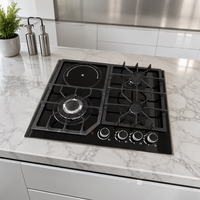 Cuisinière à gaz haute efficacité 4 brûleurs, plaque de cuisson encastrable en verre trempé, double combustible GPL/GN