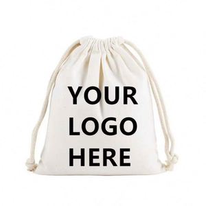 Biodegradable Custom White Twill Cotton Dust Packaging Pouch With Logo for Jewelry Promotional Drawstring Cotton Bag - Product Image 1