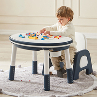 Ensemble de bureau et de chaise pour enfants réglable en hauteur, écologique, design moderne en plastique, table bleue/rose pour l'école et l'hôtel