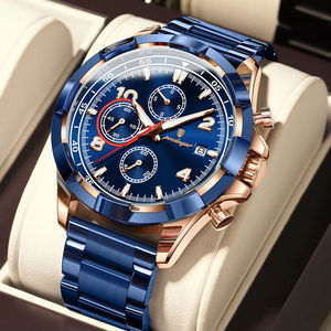 Poedagar 685 New Fashion Men Quartz Watch 47MM Dial Waterproof Multi-Functional Chronograph Stainless Steel Business Watch - Product Image 1