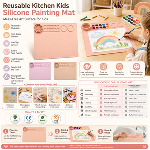 Tapis de peinture en silicone réutilisable pour enfants, bloc de dessin créatif pour activités artisanales en cuisine - Product Image 1