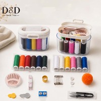 Boîte de rangement portable pour fil à coudre double couche, kit de couture manuel domestique pour la réparation de vêtements DIY
