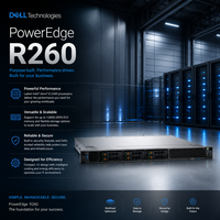 Serveur Rack Dell PowerEdge R260 Intel Xeon Silver 1U, conception compacte, mémoire ECC pour le partage de fichiers et l'informatique de bureau