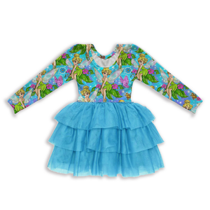 Ruidian bán buôn tùy chỉnh khuôn mẫu bên cô gái dài tay tre tầng vải tuyn Ăn mặc - Product Image 3