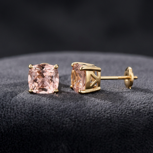 Pendientes de Morganita con Corte Cojín, Oro 10K 14K 18K, Plata 925 935, Chapados en Oro, para Uso Diario de Mujer - Product Image 1