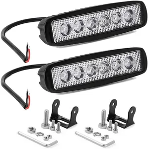 Barra de luz led para inundação, 6 polegadas, 18w, luz para condução, à prova d' água, carro, barco, golf, cart, 12v, 24v