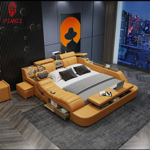 Comfortable Smart Electric <strong>Bed</strong> Tatami Bluetooth Speaker Projector Safe Leather Bedroom <strong>Rest</strong> Smart <strong>Bed</strong> - Product Image 1