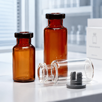 Flacon en verre borosilicate moyen Yiheng 2R de 2 ml avec bouchon en caoutchouc et capuchon en aluminium, surface gravée à l'acide, forme cylindrique