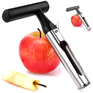Alat Pengupas Inti Apel Spiral Hitam dari Baja Anti Karat untuk Perlengkapan Dapur - Product Image 1