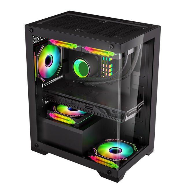 Transparent Tempered Glass ATX Micro-ATX Gaming Computer case Tower Chassis Prism