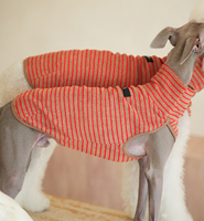 Pull doux rayé pour chien, chiot, petites et moyennes races, vente en gros, logo personnalisé, OEM, ODM, vêtements d'hiver chauds en coton tricoté pour animaux de compagnie, col roulé