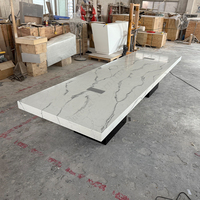 Table de conférence en pierre de quartz Corian pour 30 personnes, meuble de salle de conférence moderne de 20 pieds