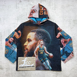 Felpa con Cappuccio in Tessuto Tapisserie all'Ingrosso, Miglior Design Ispirato alle Maglie da <span class=keywords><strong>Basket</strong></span>, Felpa Oversize da Uomo - Product Image 1