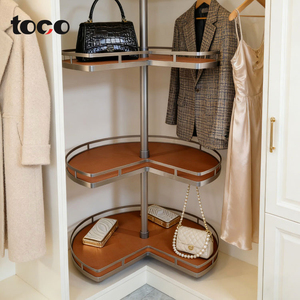 360 °   Organisateur d'armoire d'angle rotatif, panier de rangement multi-niveaux pour placard, support de rangement rotatif pour vêtements, gain de place - Product Image 3