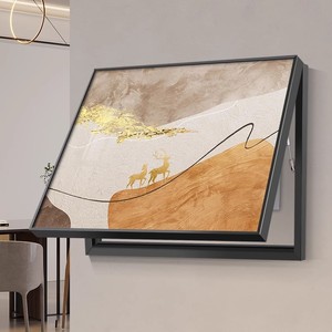 Pintura Decorativa Abstracta Moderna, Impresión en Porcelana de Cristal, Marco Rectangular Negro, Arte Mural Móvil para Caja de Distribución - Product Image 2