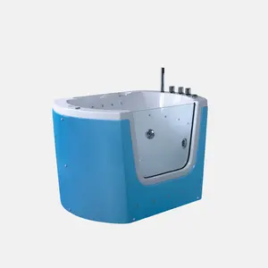 Küçük bebek banyo masajı mavi dayanıklı küvet fonksiyonel LED kabarcıklar kare BB evcil yıkama küvet için Spa küvet