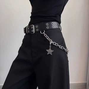 Star <b>Metal</b> Pendant Body <b>Chain</b> Alloy Plated Thick <b>Chain</b> Lobster Clasp Punk Hip Hop Fashion Accessory For Men And Women - Product Image 2