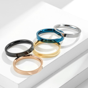 Unisex Minimalist 3mm Titanium Steel <b>Ring</b> Gold Black Blue Rose Gold Silver Stackable Couple <b>Rings</b> Fashion Pinky <b>Ring</b> Gift - Product Image 1