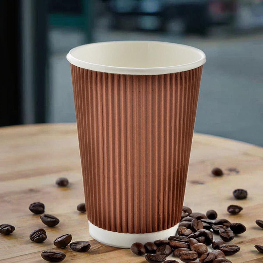 Restaurantware 8 Oz Coffee Cups Pack Of 400 Ripple Wall Insulated Paper Cups, White Disposable, For Hot Beverage With Built-In Insulation Non-Slip Grip For Coffee Shop Takeaway