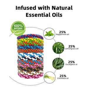 Bracelet Répulsif Naturel à la Citronnelle <span class=keywords><strong>Anti</strong></span>-Moustiques 240H Sans DEET, Bracelet Tressé <span class=keywords><strong>Anti</strong></span>-Moustiques pour le Camping et la Randonnée, Lot de 10 - Product Image 4
