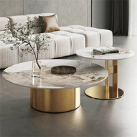 Table basse ronde en marbre de luxe intelligente Xuanzhen pour salon, nouvelle table à thé italienne en acier inoxydable, table centrale moderne