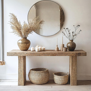 Tavolo antico consolle casale minimalista in legno naturale tavolino angolare salotto <span class=keywords><strong>ingresso</strong></span> mobili - Product Image 1