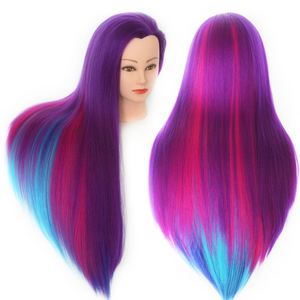 Cabeza de Maniquí para Prácticas de Peluquería, 28 Pulgadas, 100% Fibra de Alta Temperatura, Colorida, para Entrenamiento de Peinado y Trenzado - Product Image 1