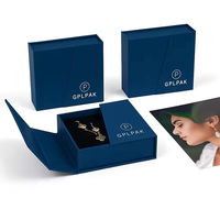 Boîte à bijoux de luxe bleu marine à double porte magnétique, écologique, en matériaux recyclés, pour bagues de fiançailles et montres
