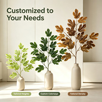 Vente directe fabricant : Branche unique de feuille de chêne verte en bois véritable, revêtement toucher réaliste, 63 cm, verdure artificielle résistante aux UV