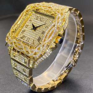 Montre à quartz pour homme en moissanite, style Hip-Hop, cadran Ice Thorn, zircon incrusté, carrée, entièrement sertie de diamants, en métal et acrylique - Product Image 5