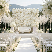 Mur de fleurs tendance pour décoration de mariage, toile de fond en tissu de roses et orchidées artificielles de haute qualité, 8 pieds x 8 pieds, blanc roulé, mur de fleurs 5D