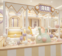Aire de jeux intérieure commerciale Lavender Pastel Town avec toboggan pour enfants, idéale pour centre commercial et centre de loisirs parent-enfant