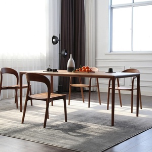 Colore <span class=keywords><strong>noce</strong></span> americano Design moderno semplice 6 posti rettangolare in legno massello tavolo da pranzo Set per sala da pranzo o cucina - Product Image 4