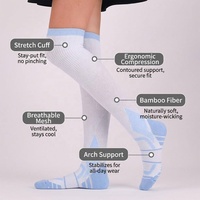 Chaussettes de compression en fibre de bambou respirantes et anti-transpiration avec soutien de la voûte plantaire pour hommes, femmes et jeunes, idéales pour la course, le cyclisme et les voyages