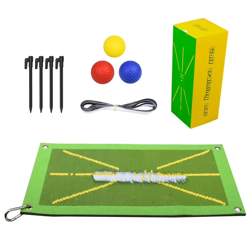 Golf Swing Hitting Pad Direction Mark Training Aids Track Mat Memory Practice Sequin Strike Pad for Swing Detection Batting