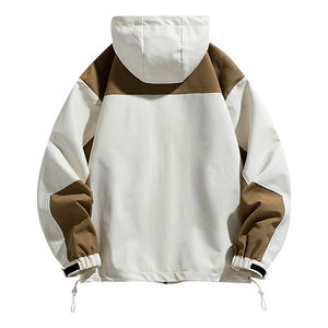 Diskon besar-besaran pabrik OEM jaket lari Logo print ritsleting pria poliester jaket bertudung kerah tiruan tahan angin fungsional - Product Image 4